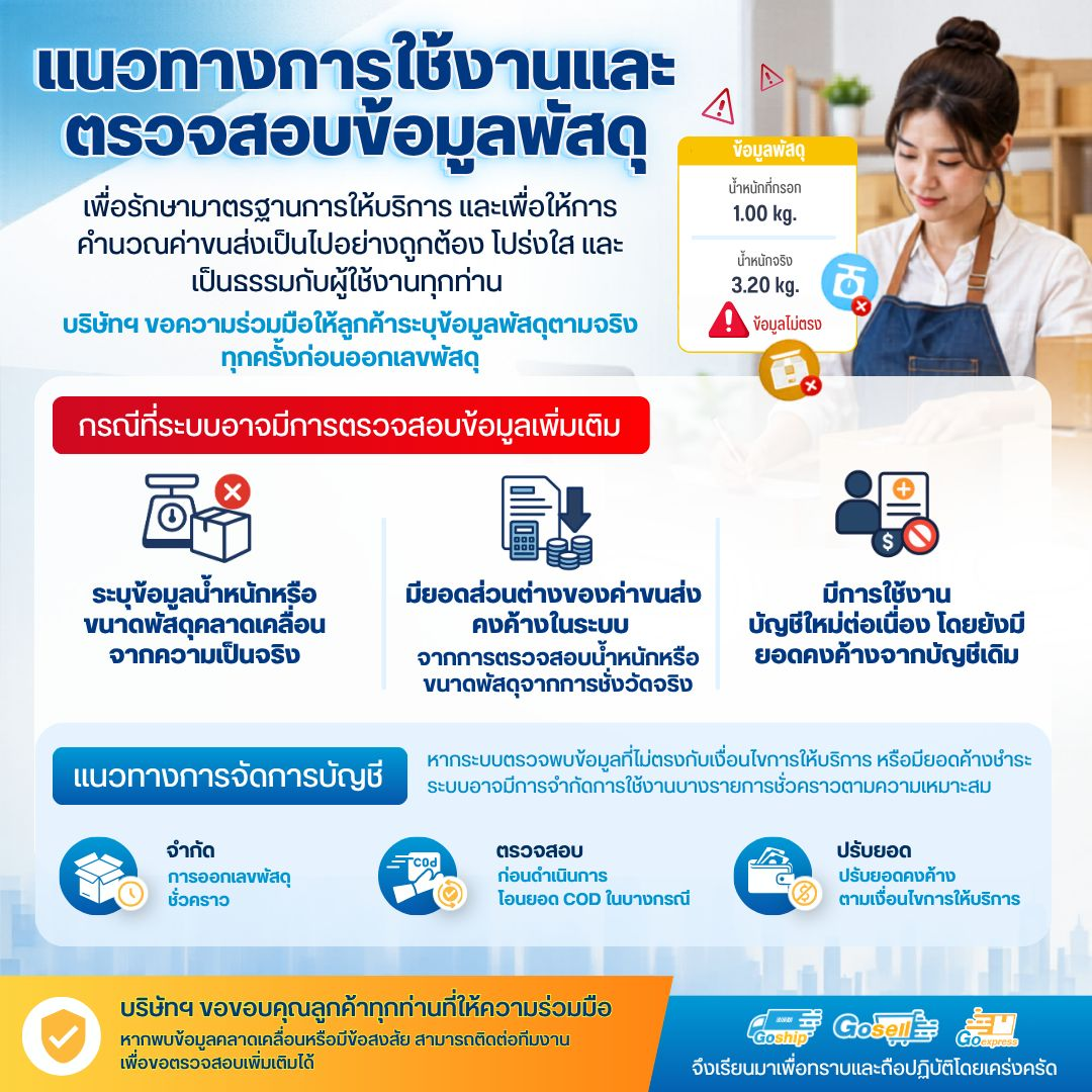 แนวทางการใช้งานและตรวจสอบข้อมูลพัสดุ - กรุณาระบุข้อมูลพัสดุตามจริงทุกครั้งก่อนออกเลขพัสดุ
